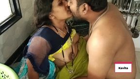 Desi Indian Kavita Maid Fuck with Houseowner Tatya in Kitchen, Pussy Licking, Licking Ass, Missionary, Doggystyle, Hindi Audio