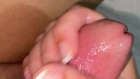 Sexy babe guided hand job leads to delicious cum