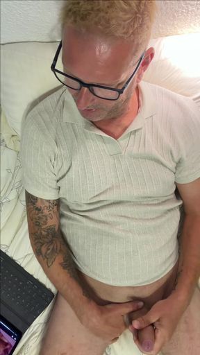 I got so horny while watching porn that I had to stroke my dick to a strong orgasm