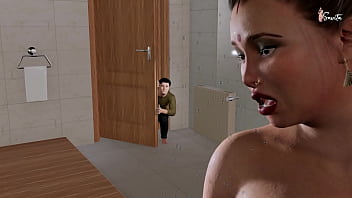 Desi Indian stepmom caught naked in the bathroom, fingering her pussy