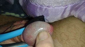 Glans play with homemade vibrator