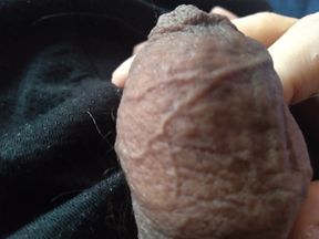 Boy touches his big dick after work