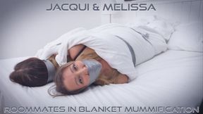 Jacqui & Melissa - Roommates in Blanket Mummification HD ( Blanket , Mummification , Tape Bondage , Tape Gagged , Wrap Gagged )