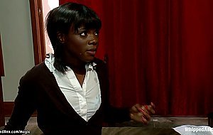 Bound lesbian ebony spanked by nun