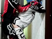 Motorcyclist fucks a guy in a motocross outfit and MXHelmet