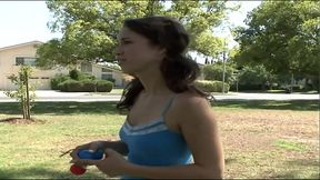 Next, she bends over and gives him a blowjob, getting his dick nice and hard so he can...