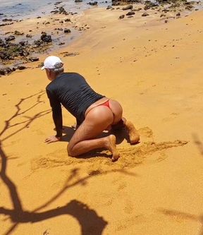 Ladysilva Crossdresser Panties on the Beach Showing off Her Hot Ass