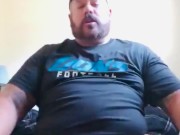 Strongman coach cums handsfree at contest house