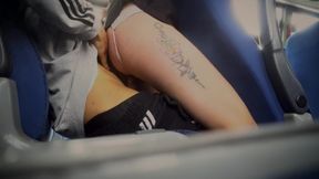 Latina teen masturbates on public bus
