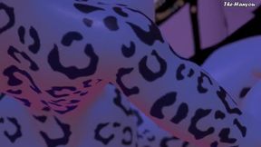 Furry thrashing in VRChat threesome with Loona futanari and Yorha 2B deep throat while getting ear fucked