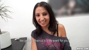 Awesome sex in the cowgirl pose with a long-legged brunette Samante