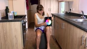 oiled and creamed hot girl gunged in a holiday caravan game