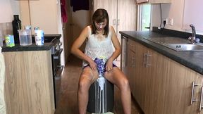 oiled and creamed hot girl gunged in a holiday caravan game