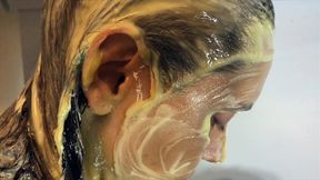 oiled and creamed hot girl gunged in a holiday caravan game