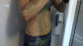 oiled and creamed hot girl gunged in a holiday caravan game