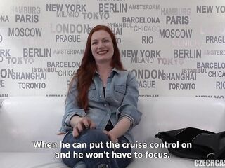 Chzrming Czech redhead, Nikola went to a porn video casting and took her clothes off