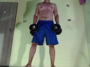 Exercising at home naked