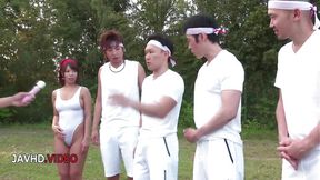 Sara Saijo gets double-teamed in a wild group fuck