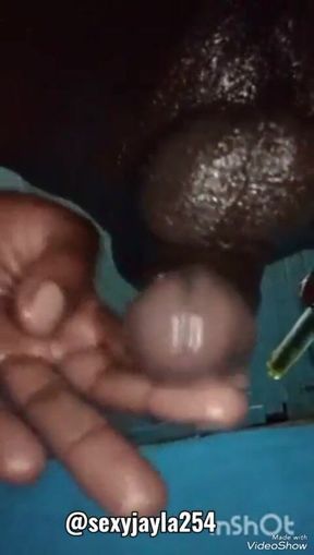 Horny Bottom Toying His Big Black Oiled Ass