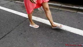 ”Foot fetish femdom walking with her sub (outdoor)”