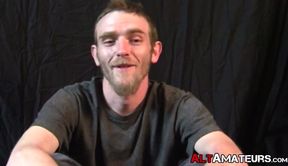 Kinky punk jock drilling tight ass with dildo while jerking