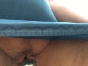 Cougar so horny she fucks a trailer ball hitch rubbing wet pussy on hot metal