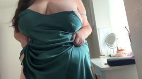 Hot BBW MILF Shows off Sexy Curves in Silky Nightgown