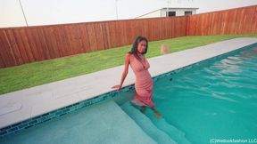 Amy Takes a Golden Hour Dip in a Sexy Evening Gown