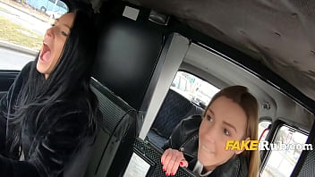 Wild Lesbian Lovers Steal Taxi &amp_ Fuck In It