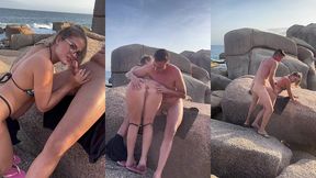 realizei o fetiche do corninho de foder com um desconhecido sem camisinha na praia de nudismo e o corno ainda filmou tudo cheio de tesao