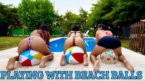 Playing with beach balls