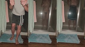 solo male showering scene