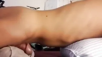 Asian twink masturbating on cushion and cumming