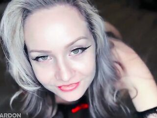 Sexy golden-haired pounded and swallows cum BBC interracial