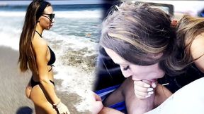 Beach escapade turned into steamy car encounter: Laura gets serviced raw and sloppy