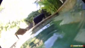 Johntronx - Fucking a Redhead Asian Babe in the Pool