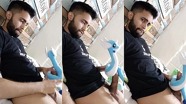 Fucking my soft dragonair pokemon plushie until I cum