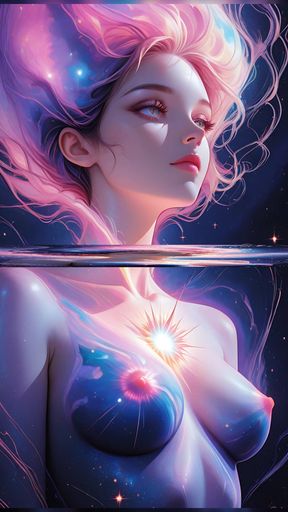Cosmic Dream Goddess Nude Woman Floating in Surreal Fantasy Dreamscape Ai Art Slideshow