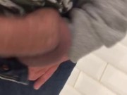 Public urinal teen pulls out uncut dick exposed foreskin admiration