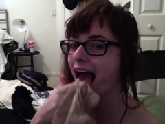 Skinny nerd panty rub.