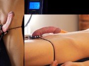 Behind the scenes of a documentary: Double orgasm and weighted cock pulling