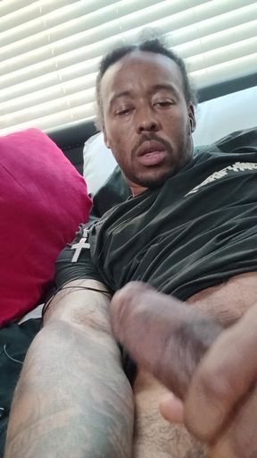Stroking my hard bbc for you until I cum