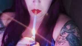 Sophisticated Satin Clad Dominatrix Using Human Ashtray