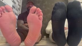 Worship Our Sweaty Socks and Big Stinky Feet After We Get Back From The Gym