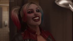 Huge Cock Futa Power Girl Eats Harley's Wet Pussy then Fucks Her at the Bathroom