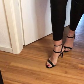 Wetlook Leggings and High Heel Sandals Vibrator and Blowjob