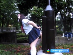 Amateur Japanese Teen CD outdoor dildo