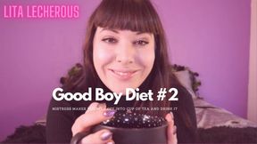 Good Boy Diet #2 Tea Time CEI Challenge featuring Cum Eating Instruction, JOI, Femdom POV, Verbal Humiliation with Lita Lecherous - MP4 SD