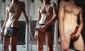 Oil massage turns horny boy into cumshot machine while uncut cock jerks rough
