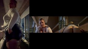 exhib exterieur sur une avenue avec un inconnu